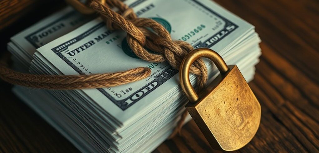 caixa amarrada por obrigações