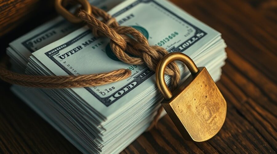 caixa amarrada por obrigações