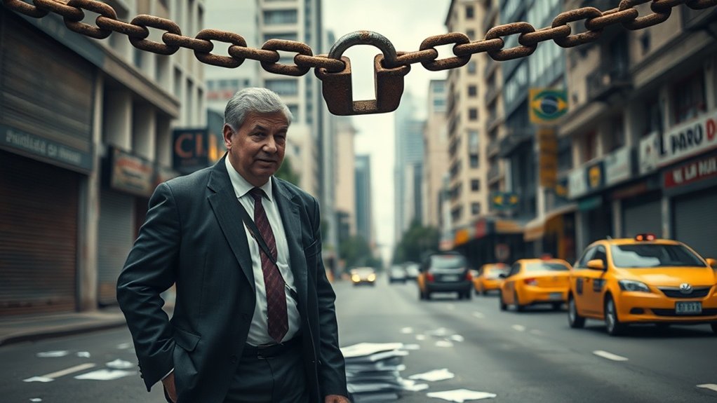 responsabilidades comerciais bloqueadas no Brasil