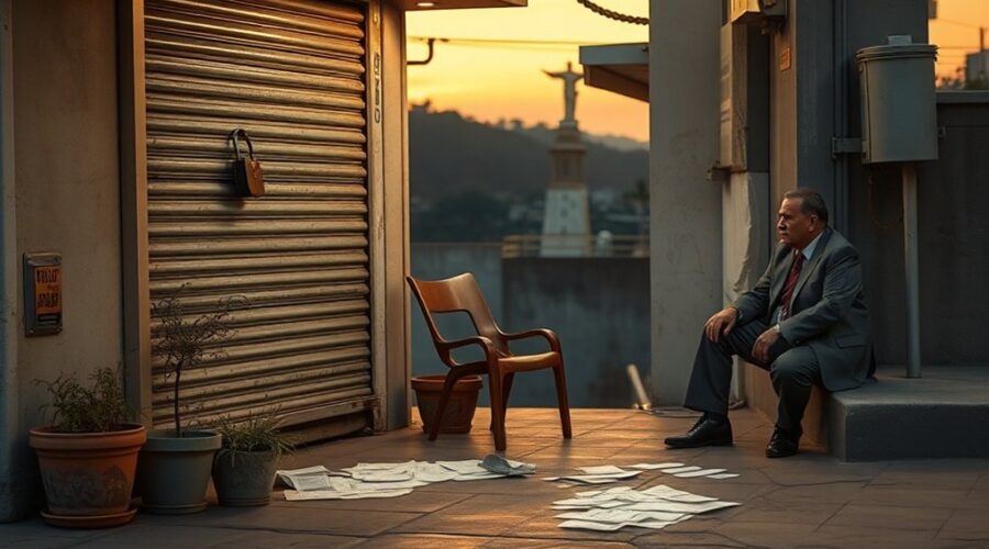 negócio em dificuldades financeiras