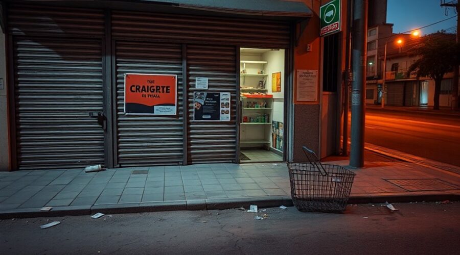 negócios pararam devido a restrições financeiras