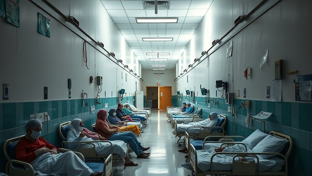 hospitais sobrecarregados, suprimentos escassos